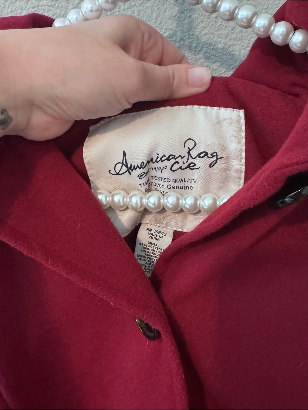American Rag Women's Deep Red Wool-Blend Pea Coat